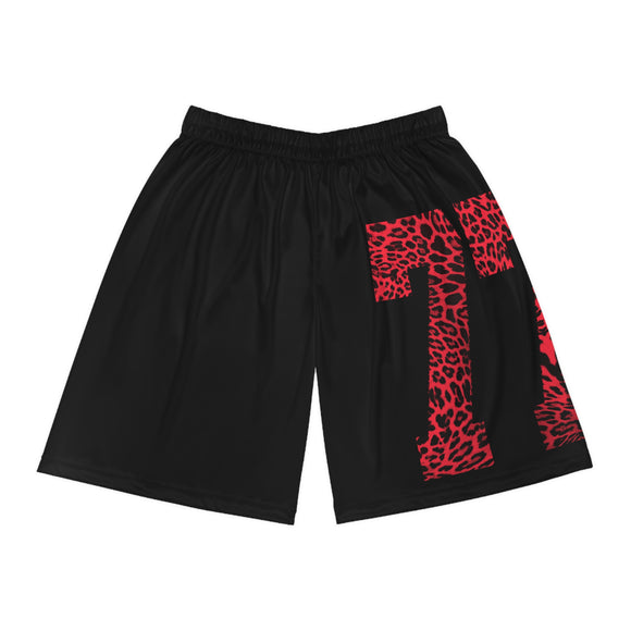 RED CHEETAH 77 Basketball Shorts (black)