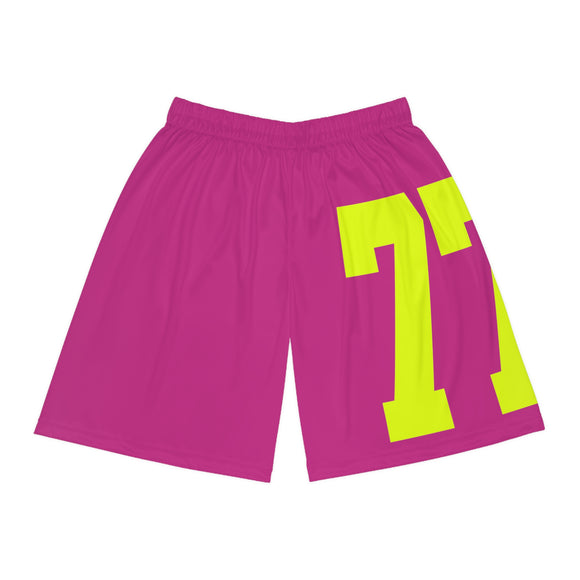 PINK/SAFETY GREEN 77 Basketball Shorts