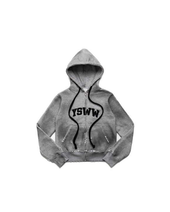 YSWW mesh logo zip-up  (grey melange)
